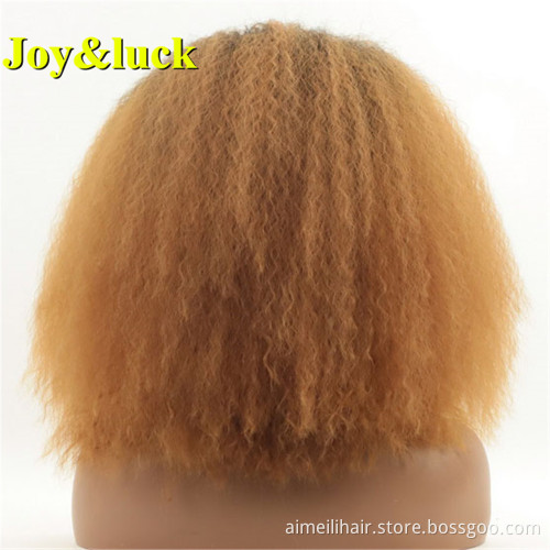 Brown Ombre Golden Blonde Head Band Wigs for Black Women Black Hairband Short Afro Kinky Curly Headband Wig Synthetic Hair Wigs